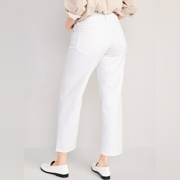 NWT Old Navy High-Waisted OG Loose Ripped White Jeans Calla Lily White Size 18 - Picture 4 of 15